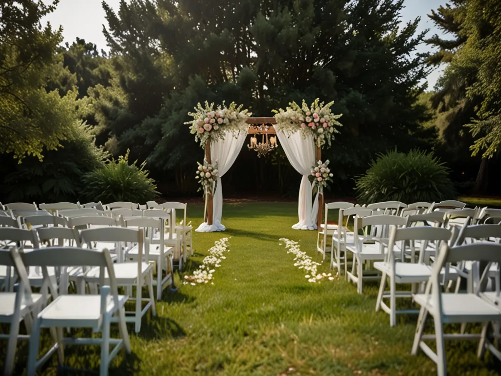 Outdoor wedding ceremony setup